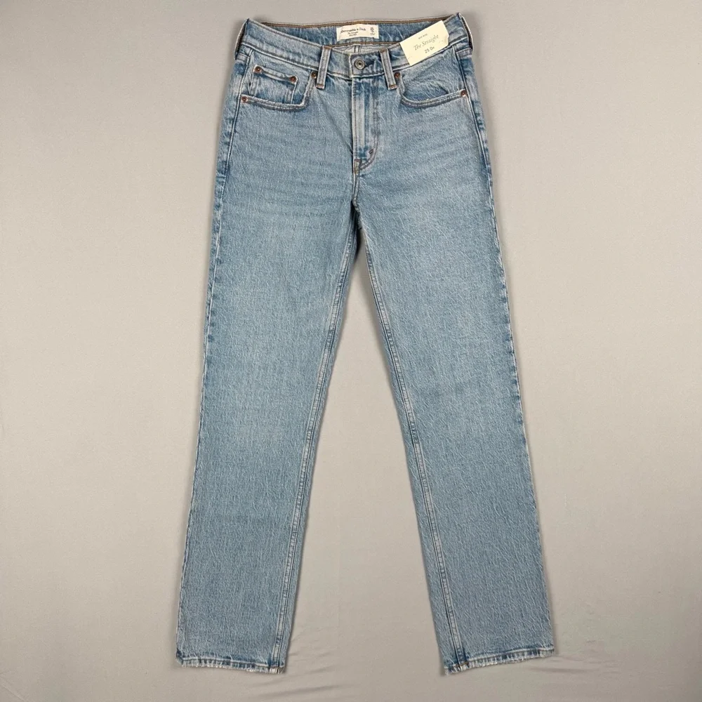 Abercrombie The Straight Mid Rise Jeans Size 25 NWT - Picture 1 of 5